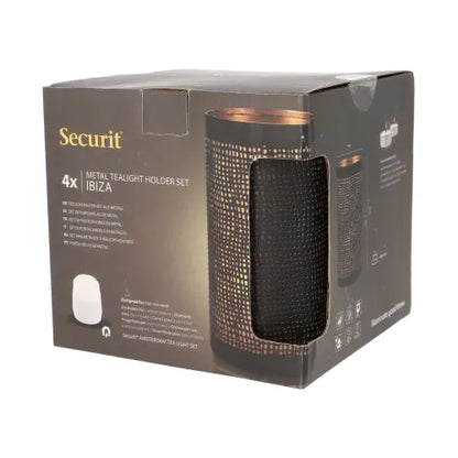 Papstar Portacandele Securit® Ø 8 cm x 15 cm nero/oro