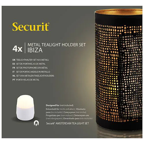 Papstar Portacandele Securit® Ø 8 cm x 15 cm nero/oro