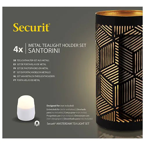 Papstar Portacandele Securit® Ø 8 cm x 15 cm nero/oro