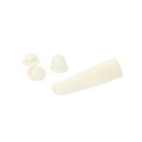 A photo showing a collection of white foam earplugs from Meditrade GmbH. The set includes three pairs in different sizes and a single cylindrical foam case, all set against a plain white background.