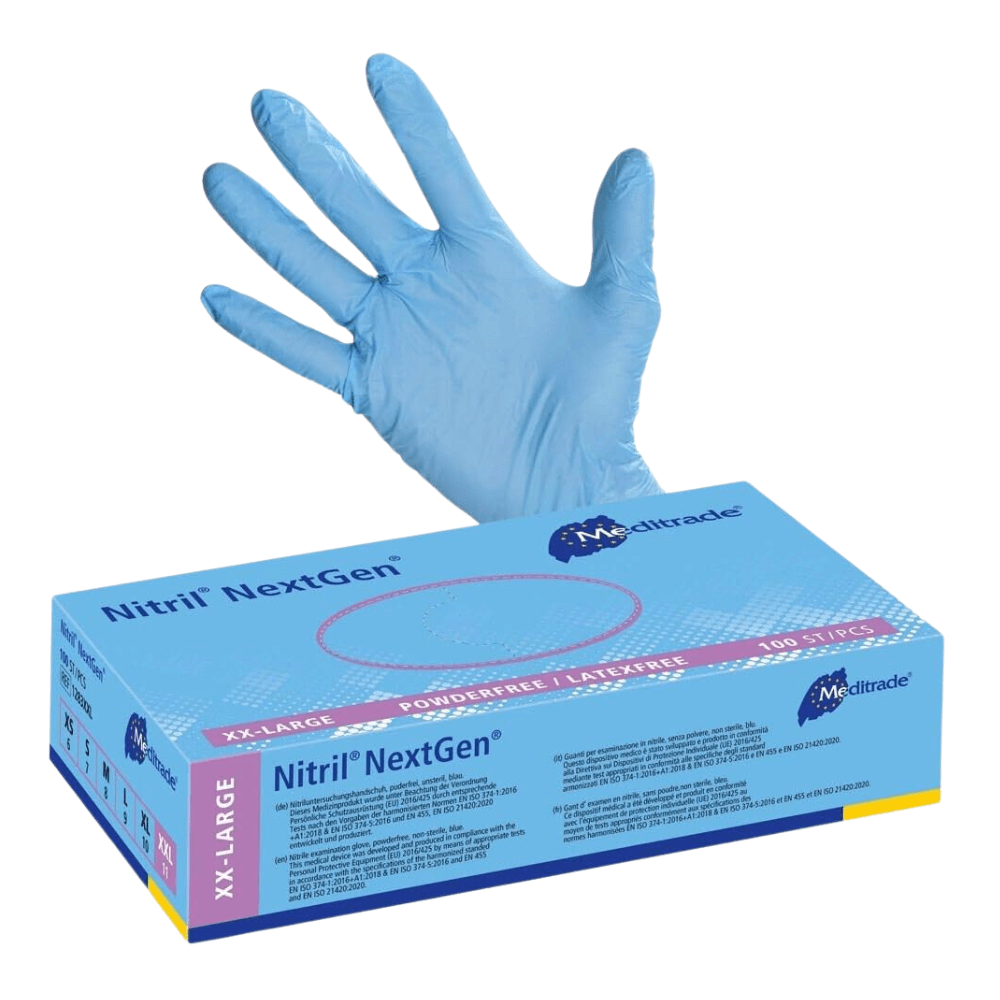 Meditrade Nitril Handschuhe NextGen® EN 455, puderfrei, blau, 100 Stk