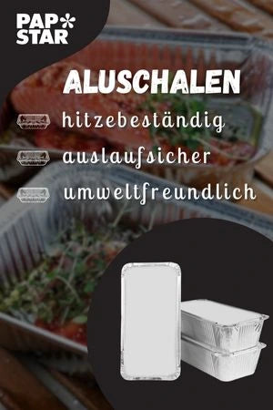 Papstar Aluschalen: Hitzebeständig, auslaufsicher und umweltfreundlich. Perfekt für die sichere Aufbewahrung und den Transport von Lebensmitteln.