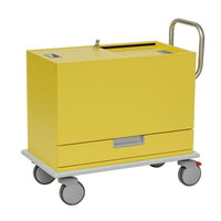 Il carrello portadocumenti e portacartelle Novocal è un carrello rettangolare di colore giallo, dotato di maniglia in metallo, serratura, ruote piroettanti, cassetto inferiore e fondo piatto bianco: ideale per la conservazione mobile in ambito medico o negli uffici. Realizzato con pannelli speciali di alta qualità di classe E.