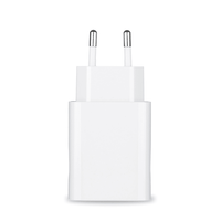 The power adapter and protective case for the Pluslife Mini Dock feature an elegant white European plug adapter with two metal prongs, making it ideal for powering electronic devices. It is displayed upright against a simple white background, which highlights its elegant and minimalist design.