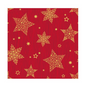 A bright red background adorns the pattern "Christmas Shine" and features intricately decorated yellow stars of varying sizes scattered across the canvas. Each star has detailed patterns that enhance the festive character of this decorative motif and are reminiscent of the elegant festive napkins of PAPSTAR GmbH.