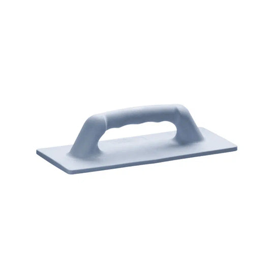 The Vileda Pad Holder—Padboy and Padmaster by Vileda GmbH—is a gray scrubbing tool with a rectangular, flat base and a rounded handle on top, perfect for smoothing surfaces during construction and finishing work. Its isolation against a plain white background highlights its function as part of a cleaning kit.