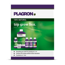 Die Plagron Top Grow Box 100% Natural von Bertels B.V. hat ein grün-violettes Design, beinhaltet fünf Flaschen inklusive „Alga Bloom“, setzt auf natürliche Inhaltsstoffe, unterstützt das Wachstum auf über 1 m² und bietet hervorragende biologische Düngemittel für eine komplette Nährstoffversorgung.