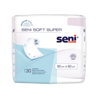 Una confezione Seni I coprimaterassi Soft Super 90x60 cm della TZMO Deutschland GmbH riportano il logo del marchio, il nome del prodotto e l'immagine del coprimaterasso. Ogni confezione contiene 25 pezzi, a testimonianza della qualità premium e del comfort offerti.