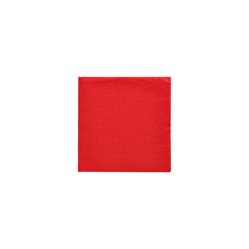 Eine PAPSTAR-Serviette aus der „DAILY Collection“ mit den Maßen 24 x 24 cm, gefaltet auf 1/4 Größe, steht auf einem schlichten weißen Hintergrund. Diese quadratische rote Serviette, hergestellt von der PAPSTAR GmbH, scheint FSC-zertifiziert zu sein und besteht aus Papier mit einer gleichmäßigen roten Farbe und einer glatten Textur auf der gesamten Oberfläche, ideal für umweltfreundliche Tischdekorationen.
