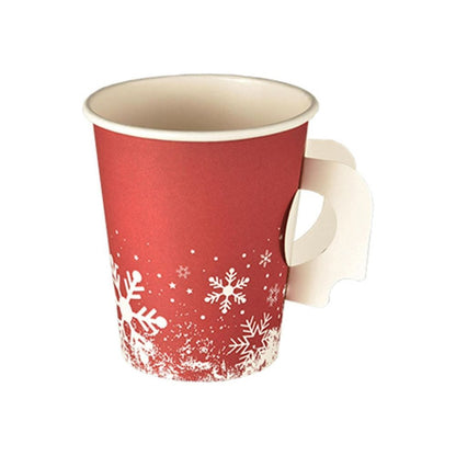 Der Starpak „Winter Time“ Trinkbecher mit Henkel, in Rot mit Schneeflockenmuster, ist perfekt für Ihre heißen Getränke. Erhältlich in einer Packung mit 50 Stück.