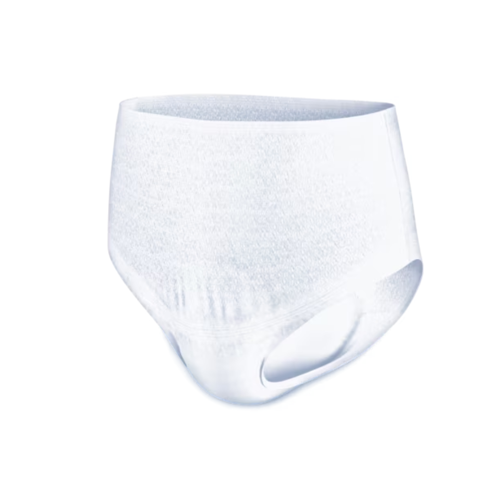 Une culotte d'incontinence TENA Pants Normal pour adultes, fabriquée par TENA - Essity Germany GmbH, est illustrée sur un fond blanc simple. Elle dispose d'une ceinture élastique et d'ouvertures pour les jambes pour plus de confort et offre une excellente protection contre les fuites, ce qui la rend idéale pour le traitement de l'incontinence urinaire.