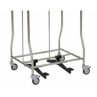 The Novocal Trolley | 1 piece from Novocal features a sturdy metal frame, four swivel casters, and two black foot pedals on the bottom for stable support and easy transport of items.