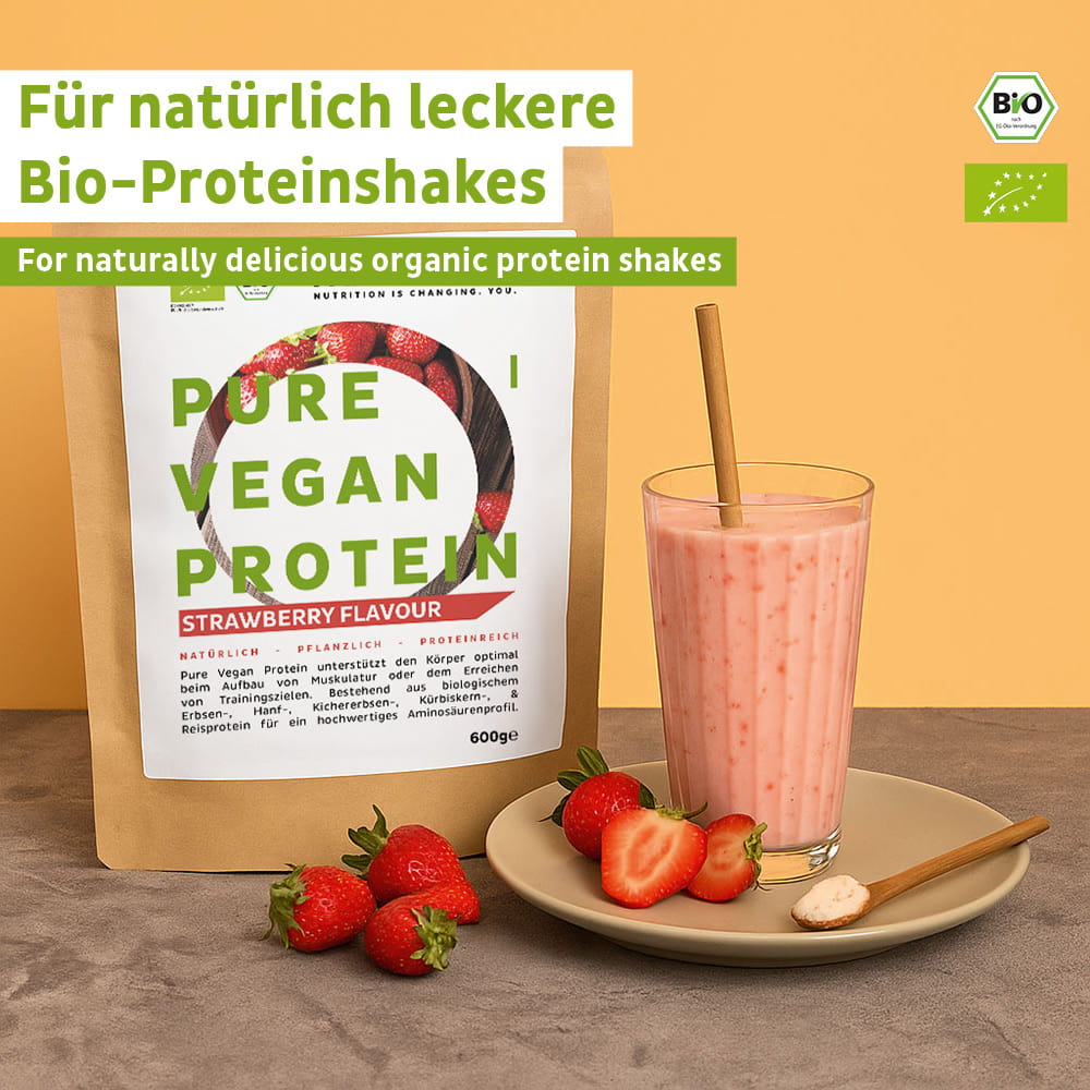 Poudre de protéine vegan bio fraise sans soja