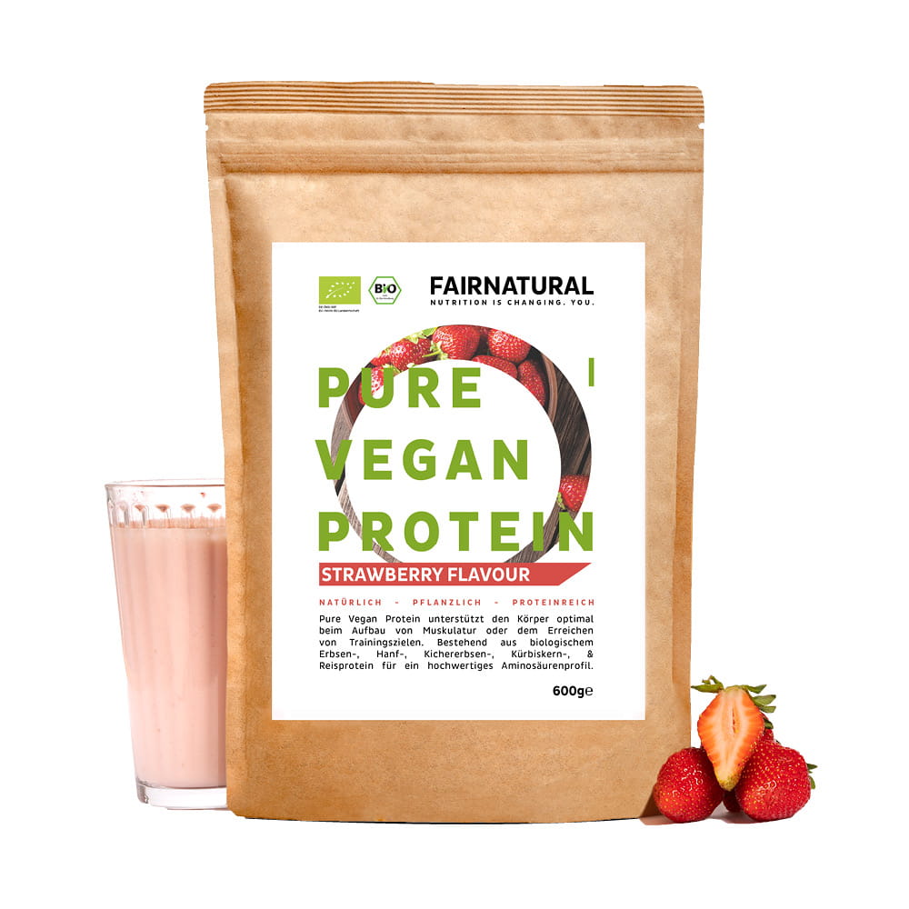 Poudre de protéine vegan bio fraise sans soja
