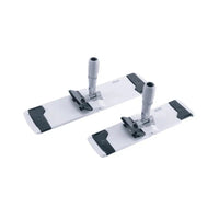 The Vileda GmbH Professional CombiSpeed folding holder includes two white and gray bases with adjustable handles, ideal for attaching cleaning pads.