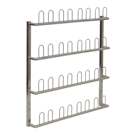 Das Novocal Wandregal rechteckig aus Edelstahl bietet Platz für 16 Paar OP-Schuhe und ist ideal zur Aufbewahrung in medizinischen Einrichtungen. Maße: siehe Packung (1 Stück).