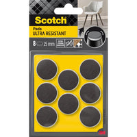 A package of 3M Scotch® Extra-Durable Felt Pads SP87A35, self-adhesive gray/white felt pads (Ø 25 mm, 8 per package), in yellow packaging with extra-strong adhesive and a chair symbol in the upper right corner.