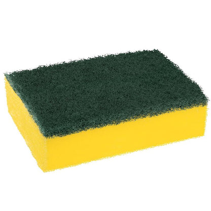 L'éponge de nettoyage Scotch-Brite® Classic XXL de 3M Deutschland GmbH, avec une base en mousse jaune et un côté à récurer vert, est disponible en paquet de 6. Idéal pour diverses tâches de nettoyage dans la maison.
