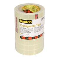 Una confezione contenente 8 rotoli di nastro adesivo trasparente 3M Deutschland GmbH Scotch® 550, delle dimensioni di 19 mm x 66 m, viene fornita in una confezione di plastica trasparente con un’etichetta gialla, testo nero e bordo a quadretti rosso-giallo-nero.