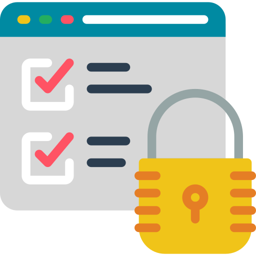 Eine Abbildung, die eine Webseite mit zwei aktivierten Kontrollkästchen und einem grauen Schlosssymbol davor zeigt und die Idee einer sicheren Verifizierung oder eines Datenschutzes vermittelt.