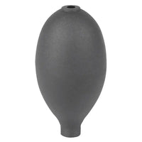 The Pressure Man II pressure bulb, black (1 piece), is an oval black rubber bulb with a narrow neck and a small opening at the top, typically used in medical or laboratory equipment.