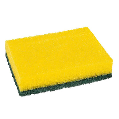 L'éponge de nettoyage Scotch-Brite® Classic XXL de 3M Deutschland GmbH est une éponge rectangulaire avec un dessus jaune et une surface à récurer vert foncé, idéale pour la maison. L'emballage contient 6 pièces (1 paquet), représenté sur un fond blanc.