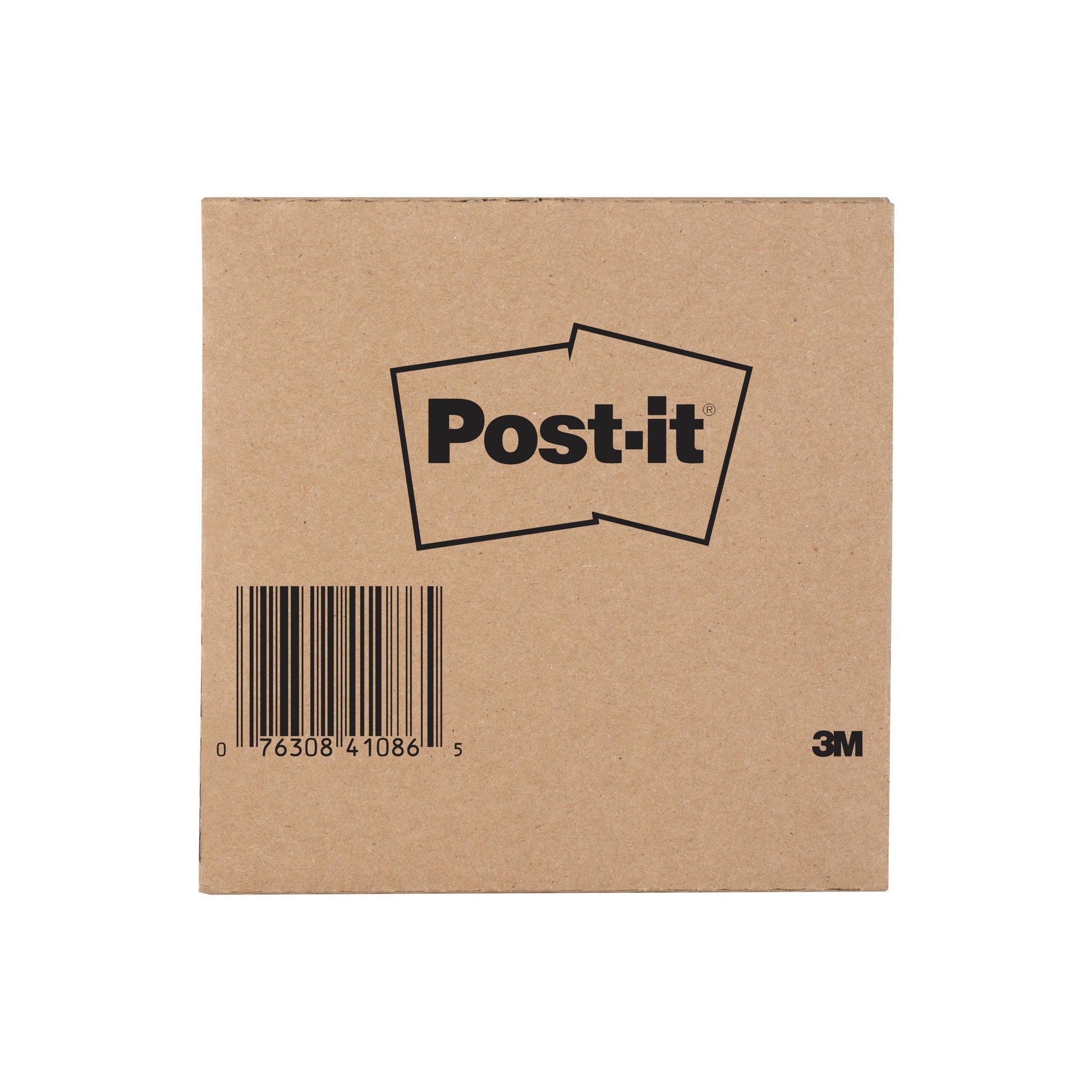 Eine schlichte braune Pappschachtel mit dem Post-it® Logo in Schwarz, einem Barcode unten links und dem 3M Logo unten rechts. Enthält Post-it® Transparente Notizen, 73 mm x 73 mm, 36 Blatt/Pad, 12 Blöcke/Packung von 3M Deutschland GmbH.