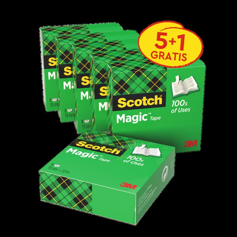 Scotch® Magic™ Unsichtbares Klebeband, Vorteilspack 6 Rollen, 19 mm x 33 m | Packung (6 Rollen)