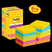 Post-it® Super Sticky Notes, Carnival Collection, 76mm x 76mm, Promotion, 90 Sheets/Pad, 8 Pads + 4 Free/Pack, Cardboard Packaging, 100% PEFC, SGSCH-PEFC-COC-110078 | Pack (12 pieces)