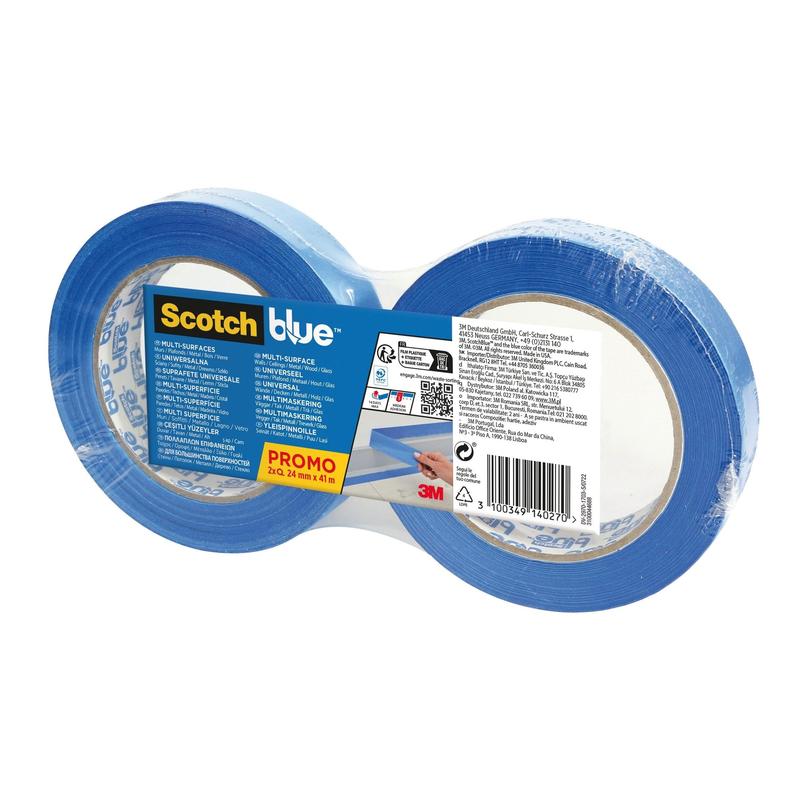 ScotchBlue™ Malerabdeckband „Multi-Surface“, 24 mm x 41 m, 2 Rollen/Packung, 100% PEFC, SGSCH-PEFC-COC-110078 | Packung (2 Rollen)